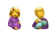 Billede, der viser gravid kvinde og mand, der holder en baby